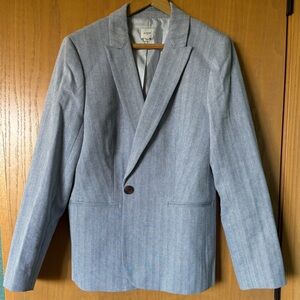 J. Crew Blue and White Herringbone Women's Blazer